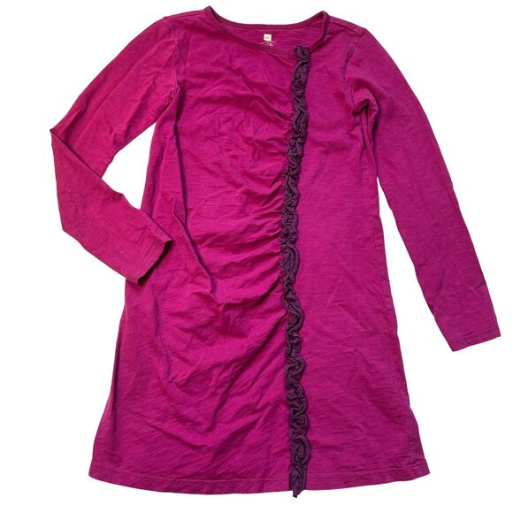 Tea Collection Girls Magenta Purple Ruffle Front Dress 8Y - Picture 1 of 4